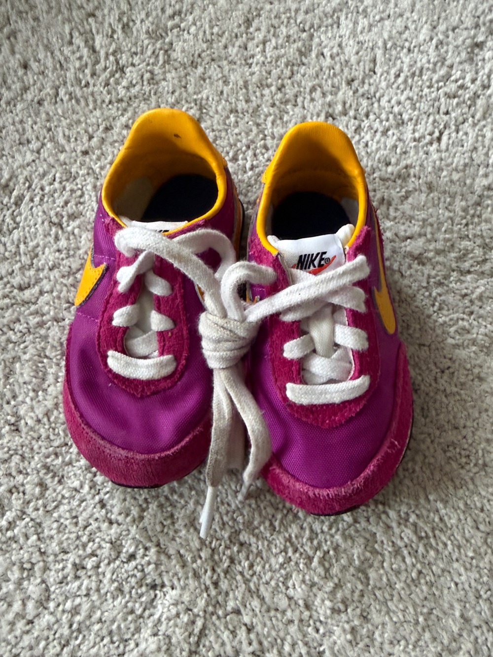 Nike Kids Pink and Yellow Mini Runner Sneakers